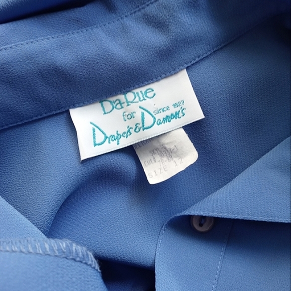 Vintage DaRue for Drapers & Damons Long Sleeve Blouse Padded Shoulder Size 12 - Picture 5 of 8